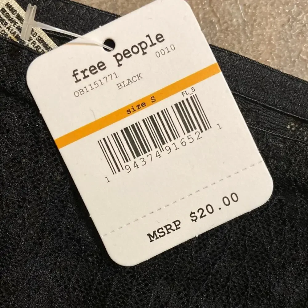 NWT Free People Tameeka High Waist Undie Black Sz Small